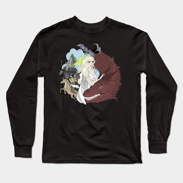 Dragon Lady Long Sleeve T-Shirt by Drea D. Illustrations